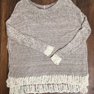 Free People Knit Sweater S Crochet Oversized Boxy